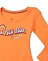 U.S. Polo Assn. Kids Girls Orange Round Neck Graphic Print T Shirt