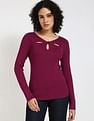 Calvin Klein Jeans Slim-Fit Rayon Keyhole Neck Top