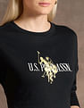 U.S. Polo Assn. Women Drop Shoulder Embroidered Cotton T-Shirt