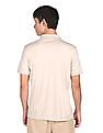 Calvin Klein Men Beige Half Zipper Smooth Cotton Polo Shirt