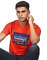 Aeropostale Men Orange Round Neck Graphic Print T-Shirt