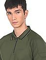 Calvin Klein Men Rifle Green Half Zip Placket Solid Polo Shirt