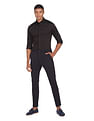 Tommy Hilfiger Men Black Jaquard Patterned Weave Formal Shirt
