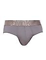 Calvin Klein Underwear Men Grey Mid-Waist Solid Cotton Briefs
