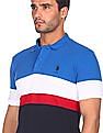 U.S. Polo Assn. Men Multi Colour Cotton Striped Polo Shirt