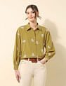 U.S. Polo Assn. Women Floral Embroidered Dobby Shirt