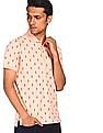 Aeropostale Men Light Pink Cotton Printed Polo Shirt