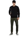 Calvin Klein Men Black Crew Neck Mix Media Sweatshirt