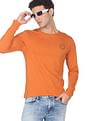 Flying Machine Long Sleeve Cotton Heathered T-Shirt
