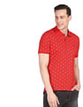 AD by Arvind Cotton Geometrical Print Polo Shirt