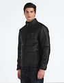 Flying Machine Stand Collar Solid Quilted Jacket