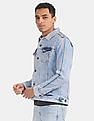 Flying Machine Striped Taping Faded Denim Jacket