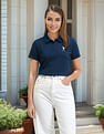 U.S. Polo Assn. Women Contrast Logo Textured Polo Shirt
