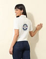 U.S. Polo Assn. Women Boxy Fit Brand Printed Polo Shirt