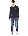 Aeropostale Men Navy Crew Neck Textured Sweater