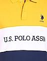 U.S. Polo Assn. Men Mustard Colour Block Pique Polo Shirt