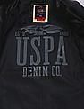 U.S. Polo Assn. Men Black Mandarin Collar Solid Biker Jacket