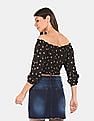 Aeropostale Women Black Printed Off Shoulder Top