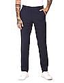 Tommy Hilfiger Men Navy Solid Flat Casual Trousers