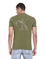 Calvin Klein Men Green Crew Neck Solid Cotton T-Shirt
