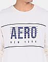 Aeropostale Men White Crew Neck Brand Print Sweatshirt
