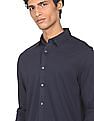 Calvin Klein Jeans Men Navy Slim Fit Pure Cotton Solid Casual Shirt