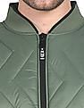 Flying Machine Stand Collar Solid Quilted Jacket