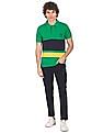U.S. Polo Assn. Men Green Striped Short Sleeve Polo T-shirt