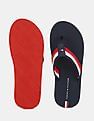 Tommy Hilfiger Men Navy Brand Striped V-Strap Flip Flops