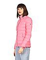 Tommy Hilfiger Women Pink Long Sleeve Solid Detachable Fur Hood Jacket