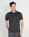 Arrow Ribbed Collar Patterned Knit Polo Shirt