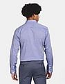 USPA Tailored Men Blue Tailored Regular Fit Heathered Formal Shirt