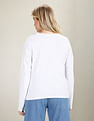 U.S. Polo Assn. Women Long Sleeve Flag Print Heathered T-Shirt
