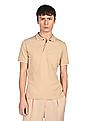 Calvin Klein Men Beige Cotton Stretch Tipped Pique Polo Shirt