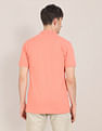 U.S. Polo Assn. Men Coral Ribbed Collar Solid Polo Shirt