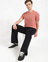 Calvin Klein Jeans Peach Solid T-shirt for Soft Look