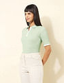 U.S. Polo Assn. Women Regular Fit Textured Polo Shirt