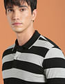 Flying Machine Horizontal Stripe Tipped Collar Polo Shirt
