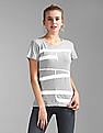 GAP Women Grey Crew Neck Logo Print T-Shirt