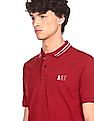 Aeropostale Men Red Cotton Solid Polo Shirt