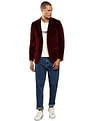 Tommy Hilfiger Men Burgundy Velvetine Solid Formal Blazer