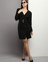 Calvin Klein Belted Waist Solid Blazer Dress