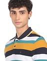 AD by Arvind Cotton Horizontal Striped Polo Shirt