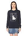 Aeropostale Women Navy Crew Neck Brand Print Sweatshirt