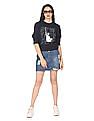 Aeropostale Women Navy Crew Neck Brand Print Sweatshirt