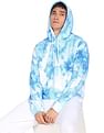 Calvin Klein Jeans Men White And Blue Tie Dye Logo Print Hoodie