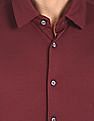 Calvin Klein Men Wine Spread Collar Knit Casual Shirt