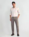 Arrow Patterned Dobby Flat Front Trousers