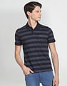 Arrow Sports Ribbed Collar Horizontal Stripe Polo Shirt