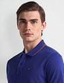 Arrow Sport Striped Collar Solid Polo Shirt